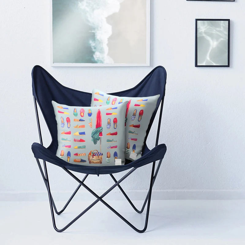APELT 3908 Kissen aquarellierte Espandrillos mit Sonnenschirm Outdoor