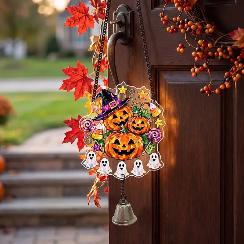 Halloween-Acryl-Sonnenfänger-Hängeornament mit Glocke