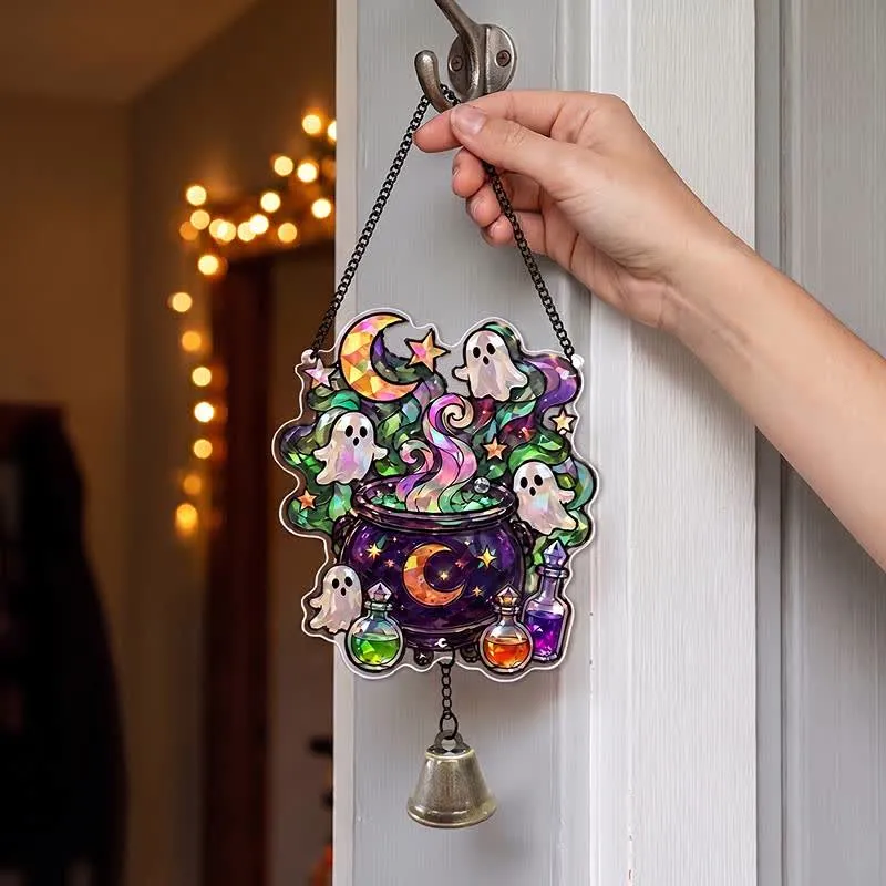 Halloween-Acryl-Sonnenfänger-Hängeornament mit Glocke