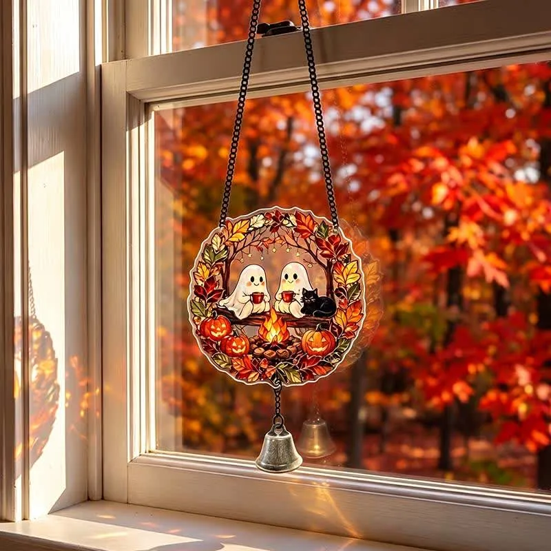 Halloween-Acryl-Sonnenfänger-Hängeornament mit Glocke