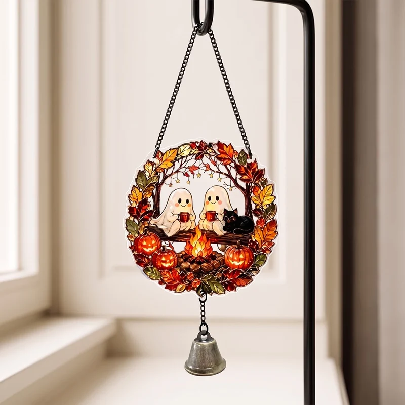 Halloween-Acryl-Sonnenfänger-Hängeornament mit Glocke