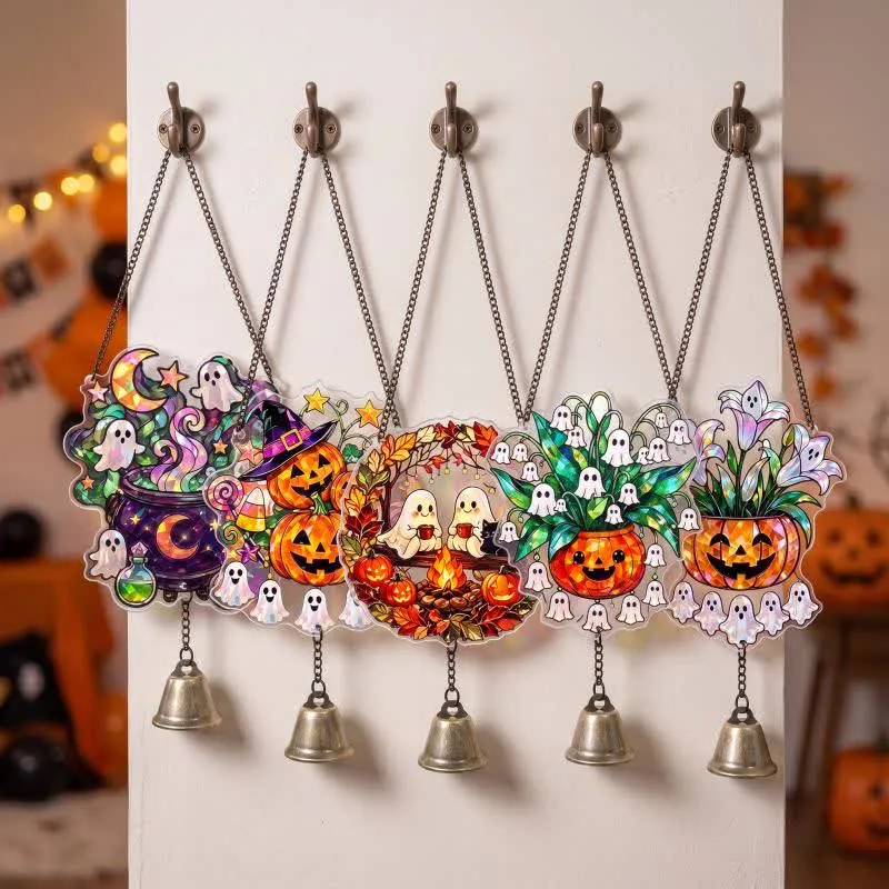 Halloween-Acryl-Sonnenfänger-Hängeornament mit Glocke