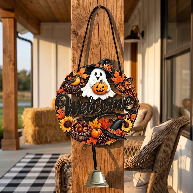 Gotisches Halloween-Türschild aus Holz