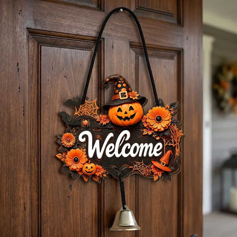 Gotisches Halloween-Türschild aus Holz