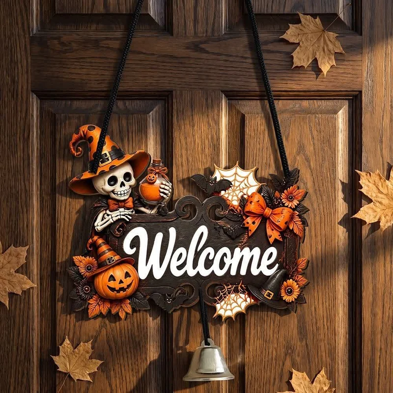 Gotisches Halloween-Türschild aus Holz