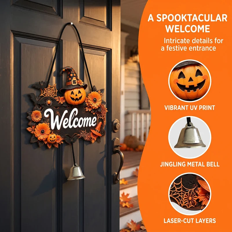 Gotisches Halloween-Türschild aus Holz