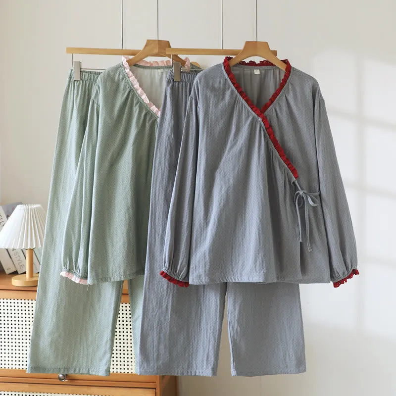 Loungewear-Set aus Baumwolle mit seitlichen Bindebändern