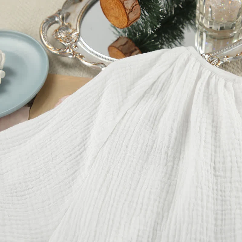 Loungewear-Set aus weißem Baumwollgaze