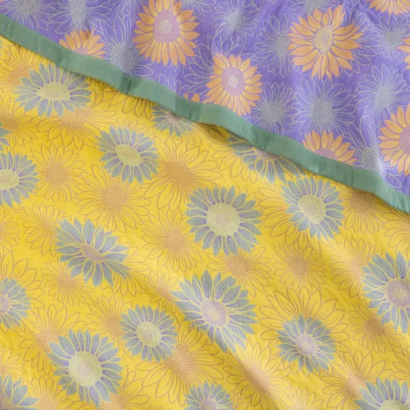 Retro-Sonnenblumen-Baumwollgaze-Decke