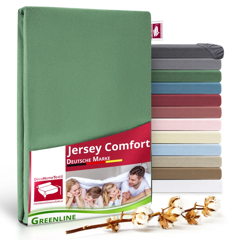 Greenline Spannbettuch Spannbettlaken Premium Jersey aus 100% Baumwolle