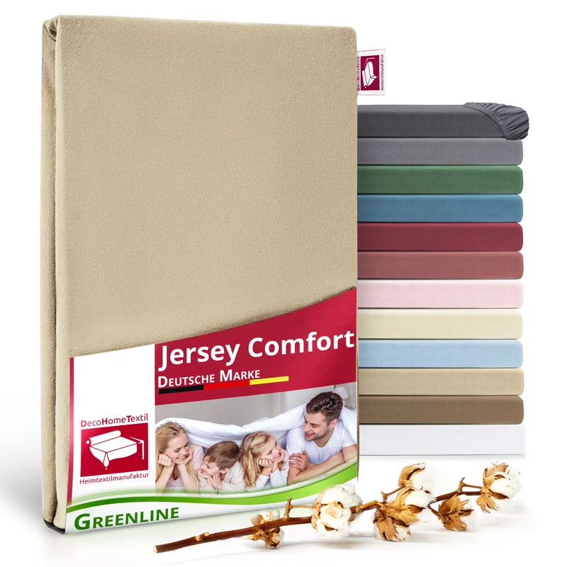 Greenline Spannbettuch Spannbettlaken Premium Jersey aus 100% Baumwolle