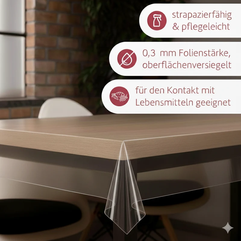Transparente Schutzfolie 0,3 mm rund und oval