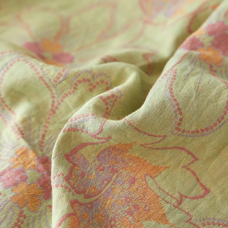 Bettwäsche aus Baumwollgaze mit frischem Blumenmuster im Jacquard-Stil