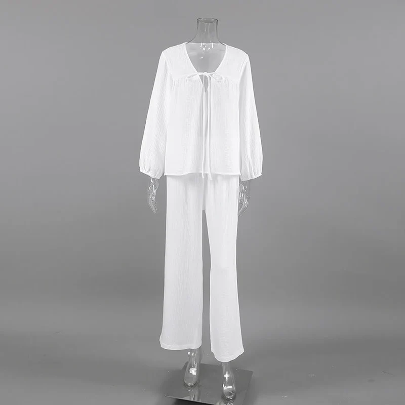 Lässiges Lounge-Set aus Baumwolle mit Schleife vorne