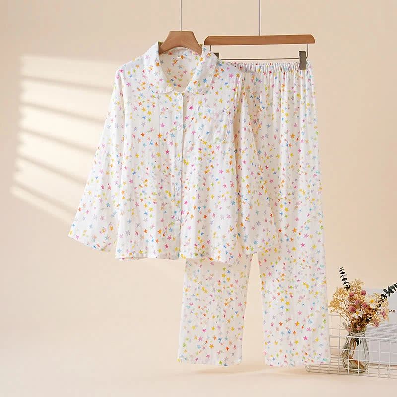 Baumwoll-Langarmpyjama-Set „Sweet Star“
