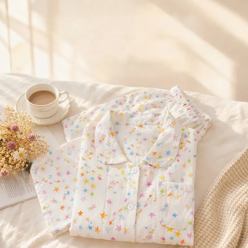 Baumwoll-Langarmpyjama-Set „Sweet Star“
