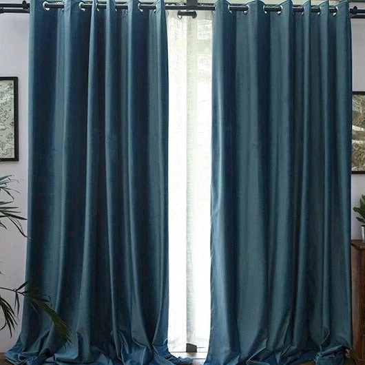 Glänzender Verdunkelungsvorhang Blau mit Ösen