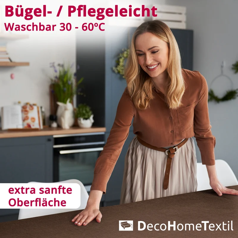 Leinen Optik Tischdecke eckig dunkelbraun