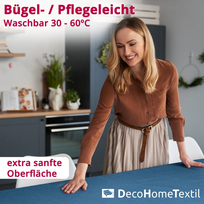 Leinen Optik Tischdecke eckig blau