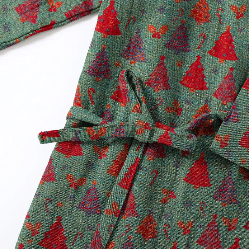 Weihnachtsbaum-Baumwollkimono-Loungewear-Set