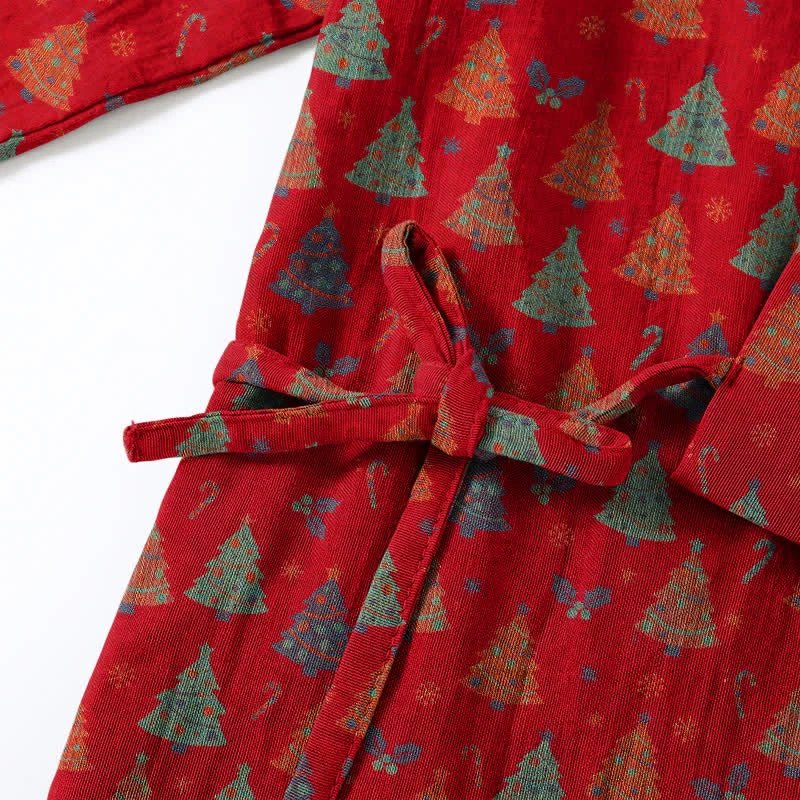 Weihnachtsbaum-Baumwollkimono-Loungewear-Set
