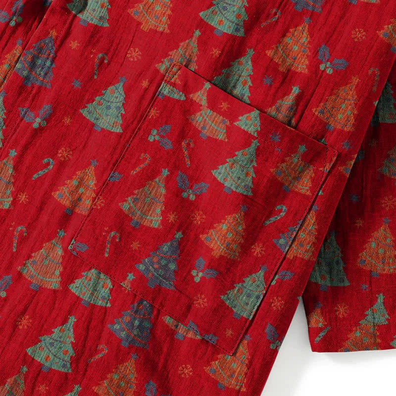 Weihnachtsbaum-Baumwollkimono-Loungewear-Set