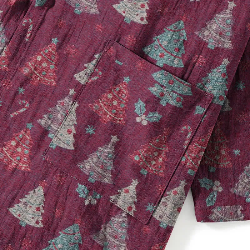 Weihnachtsbaum-Baumwollkimono-Loungewear-Set