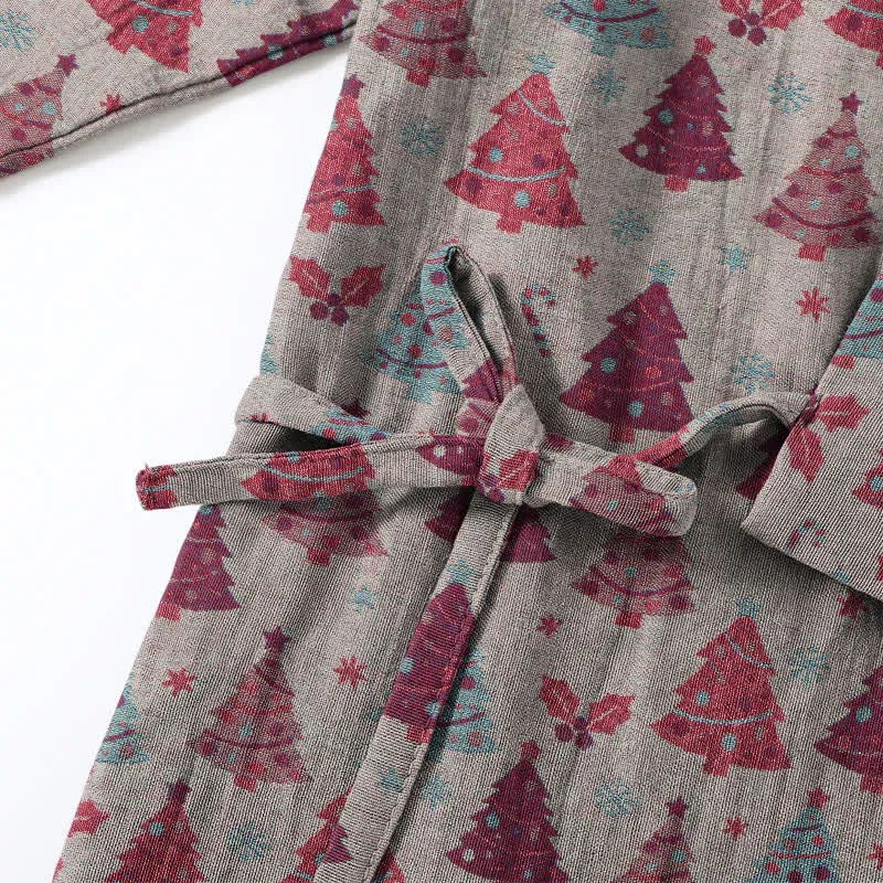 Weihnachtsbaum-Baumwollkimono-Loungewear-Set