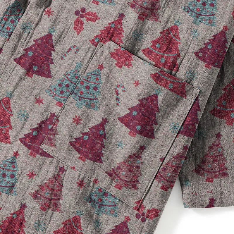 Weihnachtsbaum-Baumwollkimono-Loungewear-Set