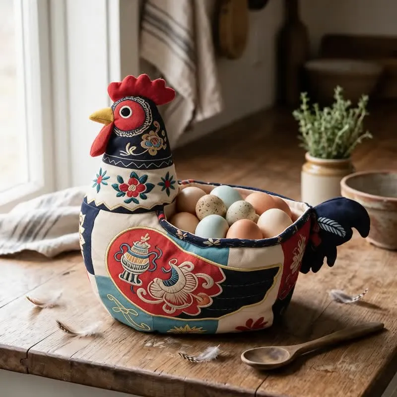 Aufbewahrungskorb für Hühner aus Patchwork-Baumwolle