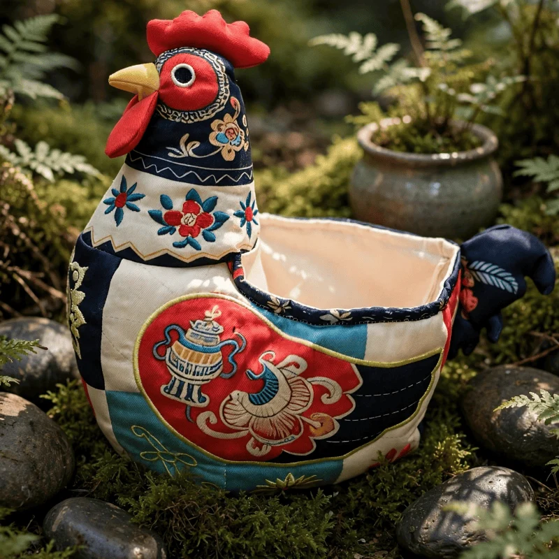 Aufbewahrungskorb für Hühner aus Patchwork-Baumwolle
