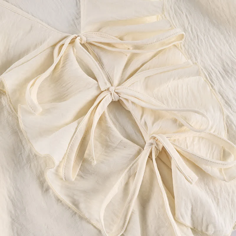 Romantisches Loungewear-Set mit Rüschen und Bindeband vorne