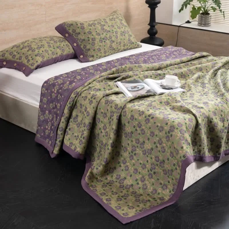 Landhaus-Baumwoll-Doppelgaze-Steppdecke mit Blumenmuster