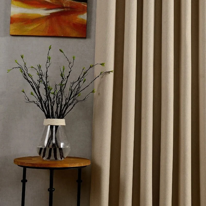 Einfarbiger Verdunkelungsvorhang Thermo in Beige