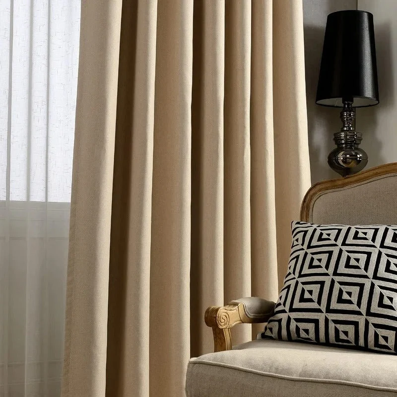 Einfarbiger Verdunkelungsvorhang Thermo in Beige