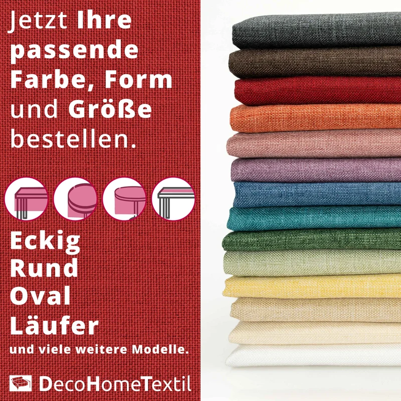 Leinen Optik Tischdecke oval / rund rot