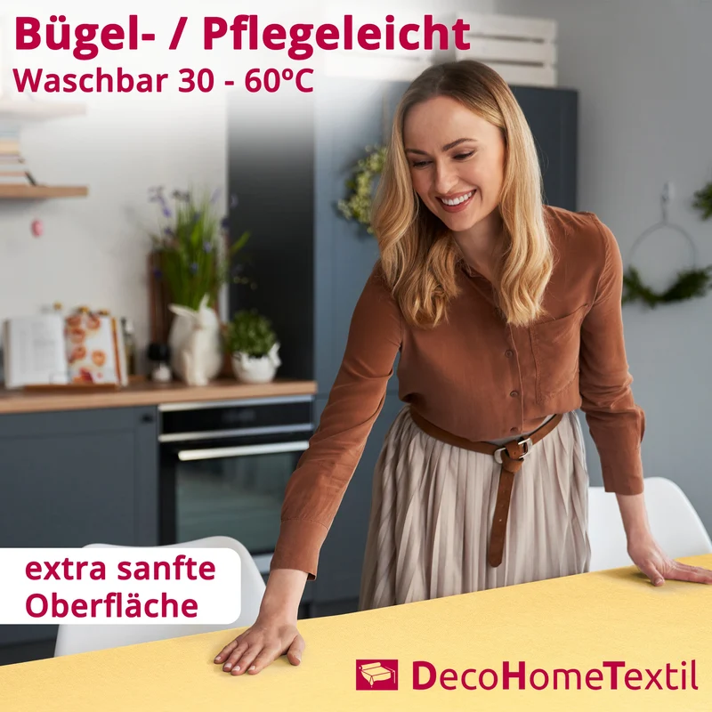 Leinen Optik Tischdecke eckig gelb