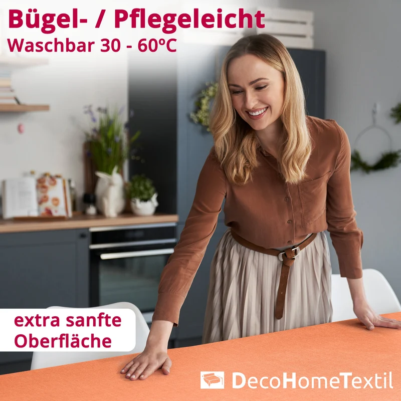 Leinen Optik Tischdecke eckig orange
