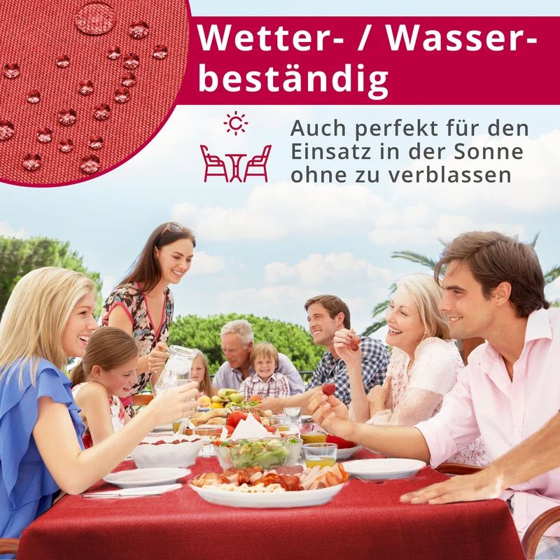 Leinen Optik Tischdecke eckig rot