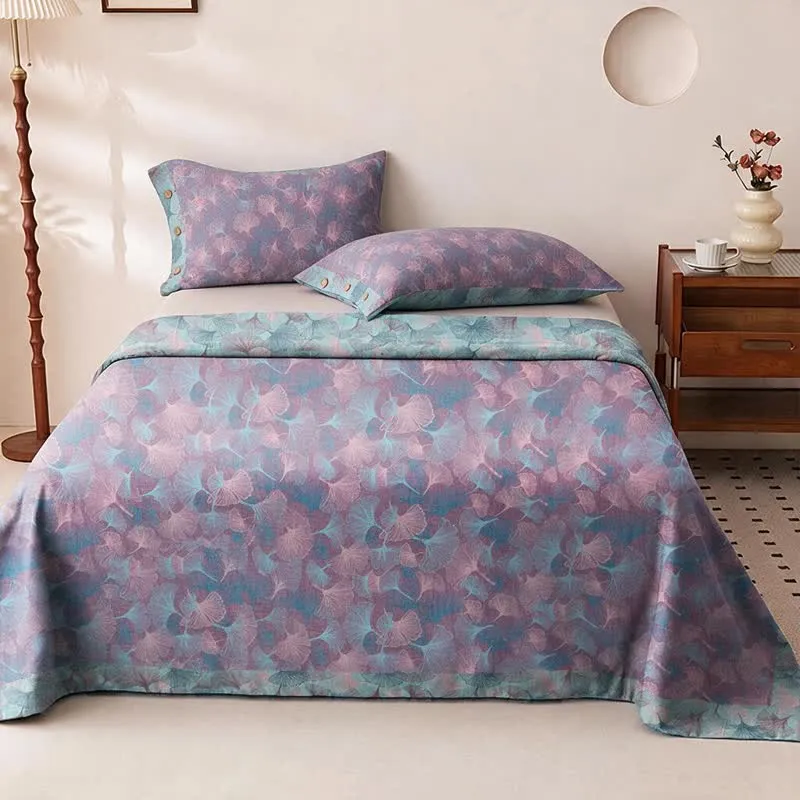 Bettwäsche-Set aus Baumwolle mit dezentem Vintage-Ginkgoblatt-Muster