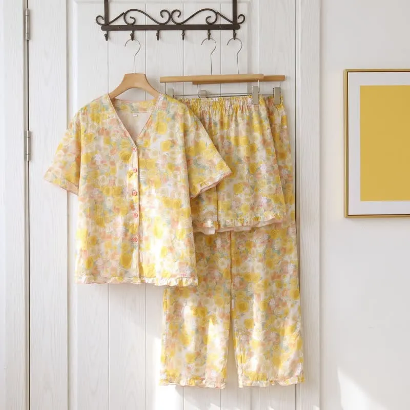 3-teiliges Loungewear-Set aus Baumwolle von Yellow Rose