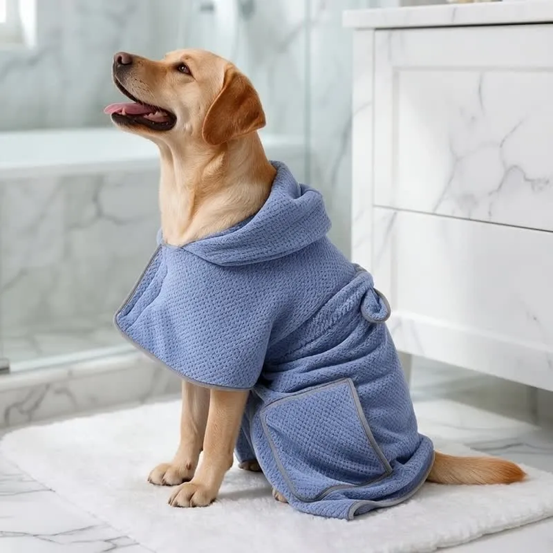 Einfarbiger Mikrofaser-Bademantel für Hunde