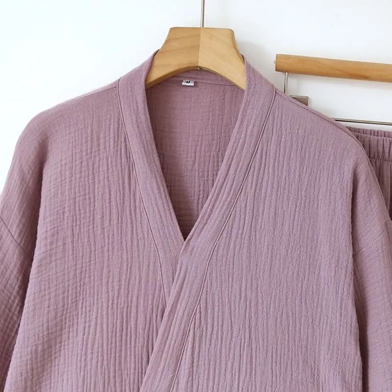 Unisex Minimalistischer Kimono aus Baumwollgaze Loungewear
