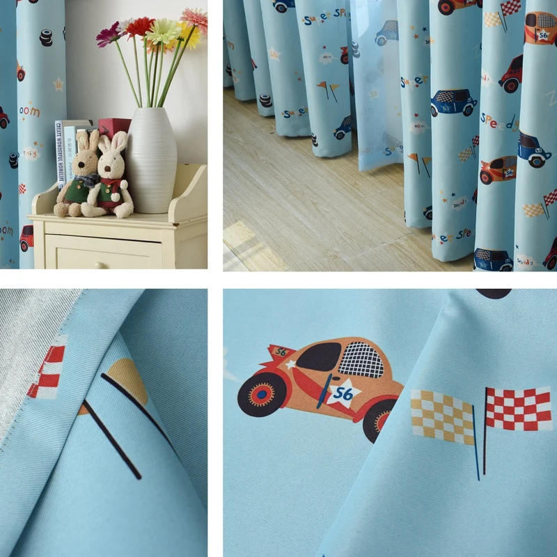 Kinder Verdunkelungsvorhang Blau mit Autos
