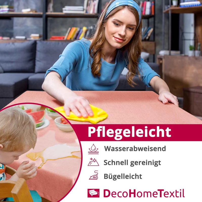 Leinen Optik Tischdecke oval / rund altrosa