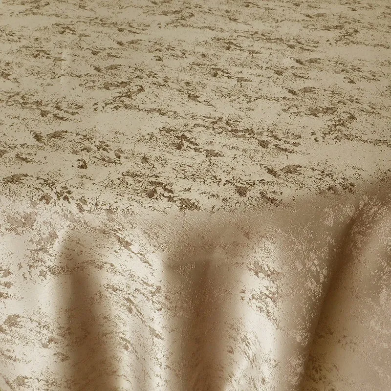 Jacquard Tischdecke Granit beige sand rund