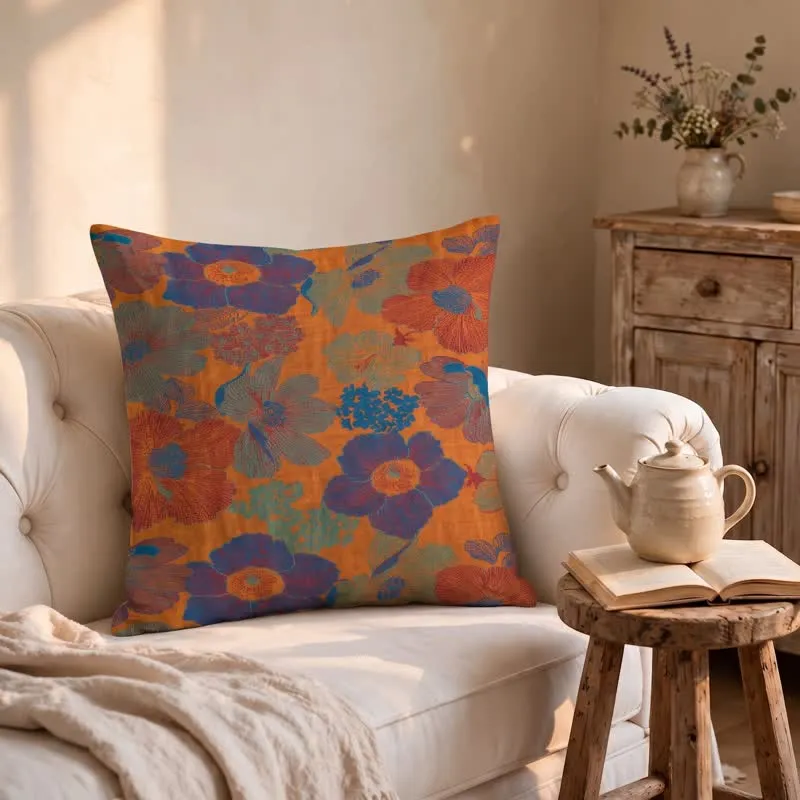 Vintage Boho Blumenmuster Baumwollkissen