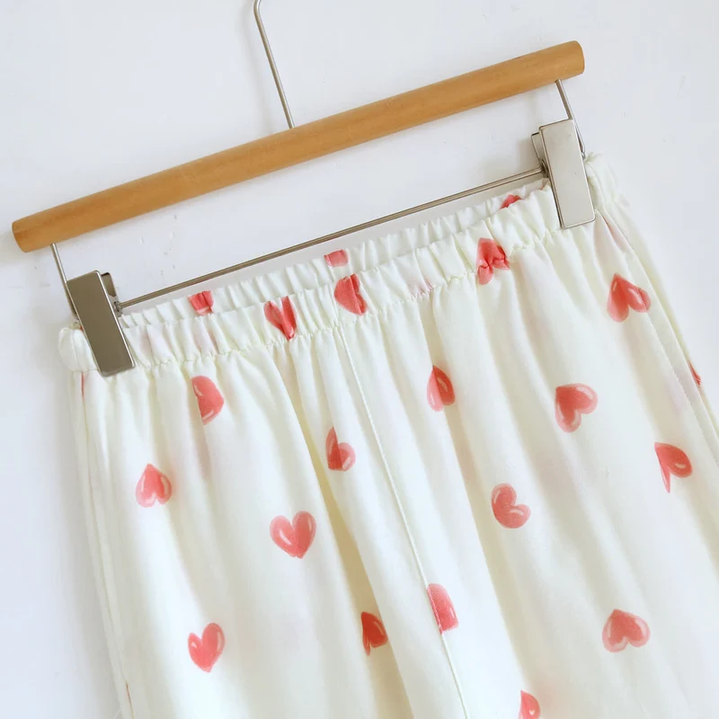 Loungewear-Set aus Baumwollgaze mit Herzmuster (3-teilig)