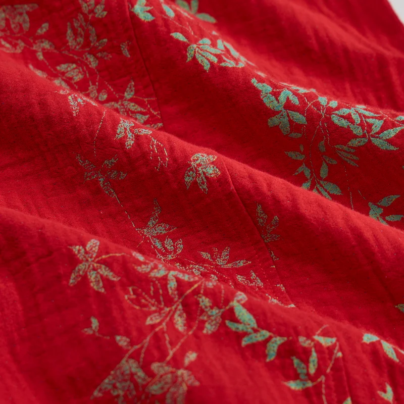 Rote Loungewear-Hose aus Baumwolle mit Blumenmuster