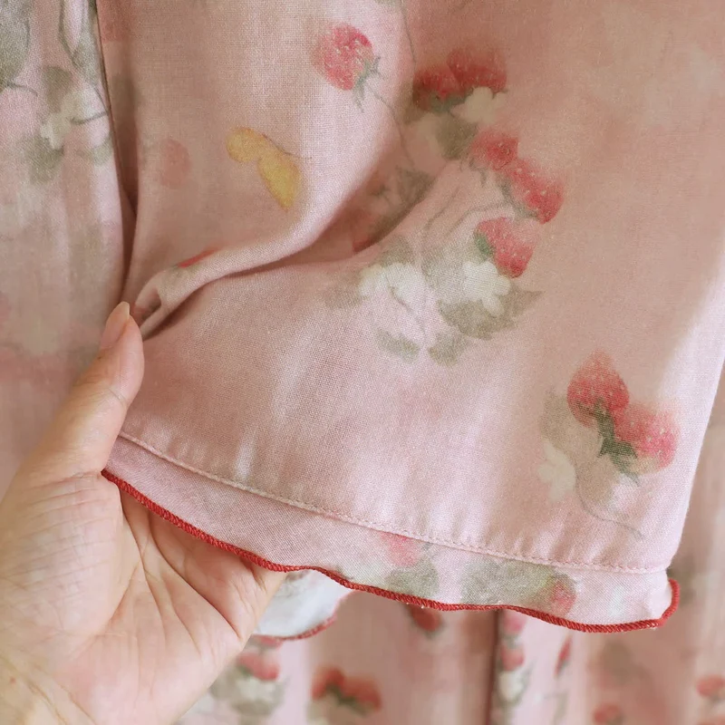 Loungewear-Set aus Gaze mit süßem Beerenmuster (3-teilig)